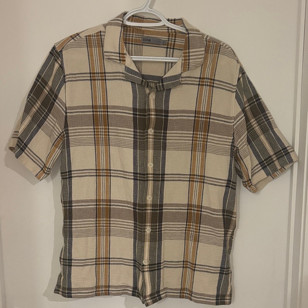 Simons Men's Plaid Casual Shirt - Cream, Brown, Black